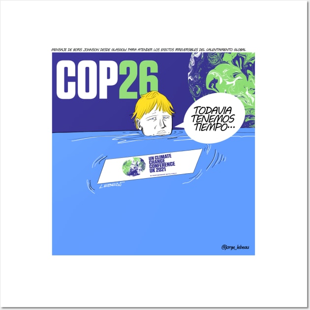 tenemos tiempo, we still got time in global action against climate change ecopop comic cartoon doodle Wall Art by jorge_lebeau